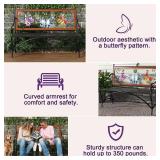 39.7' Outdoor Bench with Armrests, Black