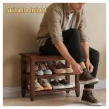 Wood Shoe Bench with Shoe Rack, Brown
