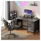 Lufeiya Desk with File Drawers, 47' Gray