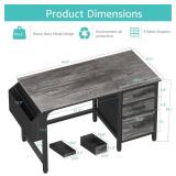 Lufeiya Desk with File Drawers, 47' Gray