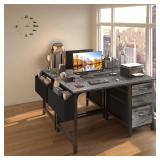 Lufeiya Desk with File Drawers, 47' Gray