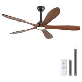 60' Wood Ceiling Fan with Lights, DC motor