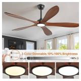 60' Wood Ceiling Fan with Lights, DC motor