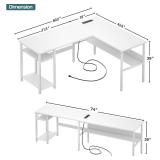 Unikito L Desk with USB Ports, White