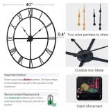 39.5' Silent Metal Wall Clock, Roman.