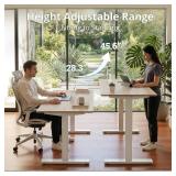 TIQLAB Adjustable Desk, White/Maple Top