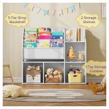 Mahancris Kids Bookshelf & Toy Storage, White