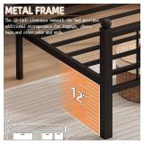 Full Bed Frame with Headboard, Steel Slats