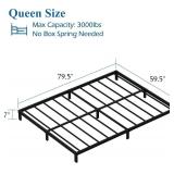 DiaOutro 7' Queen Bed Frame, Heavy Duty, Black