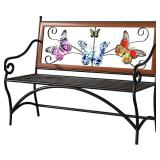 39.7' Outdoor Bench with Armrests, Black