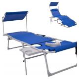 WEJOY Tanning Chair with Face Hole & Canopy