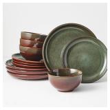 Pokini Stoneware Dinnerware Set for 4, 12 pcs