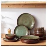 Pokini Stoneware Dinnerware Set for 4, 12 pcs