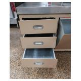 GALVINIZED COUNTER WITH 2 LARGE TIP OUT BINS WITH 3 DRAWERS