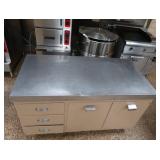 GALVINIZED COUNTER WITH 2 LARGE TIP OUT BINS WITH 3 DRAWERS
