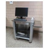 STAINLESS STEEL CASH REGISTER COUNTER WITH SCREEN SETUP