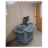 STAINLESS STEEL CASH REGISTER COUNTER WITH SCREEN SETUP