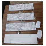 4 APPLE COMPUTOR KEYBOARDS AND 2 APPLE MAGIC COMPUTOR MICE