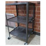 TALL METAL ROLLY CART WITH ELECTRICAL HOOKUP