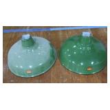 2 16' VINTAGE APPLETON RLM GREEN ENAMEL LIGHT SHADES