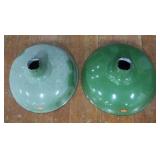 2 16' VINTAGE APPLETON RLM GREEN ENAMEL LIGHT SHADES
