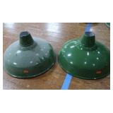 2 16' VINTAGE APPLETON RLM GREEN ENAMEL LIGHTSHADES