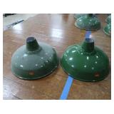 2 16' VINTAGE APPLETON RLM GREEN ENAMEL LIGHTSHADES