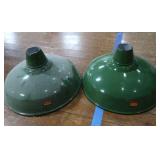 2 16' VINTAGE APPLETON RLM GREEN ENAMEL LIGHTSHADES