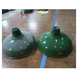 2 16' VINTAGE APPLETON RLM GREEN ENAMEL LIGHTSHADES