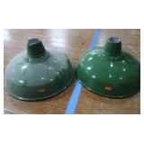 2 16' VINTAGE APPLETON RLM GREEN ENAMEL LIGHTSHADES