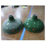 2 16' VINTAGE APPLETON RLM GREEN ENAMEL LIGHTSHADES