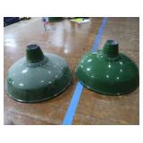 2 16' VINTAGE APPLETON RLM GREEN ENAMEL LIGHTSHADES