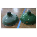 2 16' VINTAGE APPLETON RLM GREEN ENAMEL LIGHTSHADES