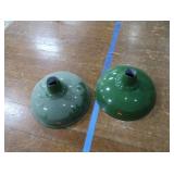 2 16' VINTAGE APPLETON RLM GREEN ENAMEL LIGHTSHADES