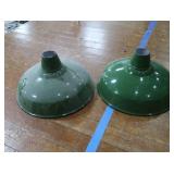 2 16' VINTAGE APPLETON RLM GREEN ENAMEL LIGHTSHADES