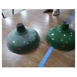 2 16' VINTAGE APPLETON RLM GREEN ENAMEL LIGHTSHADES