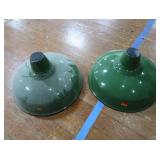 2 16' VINTAGE APPLETON RLM GREEN ENAMEL LIGHTSHADES