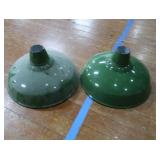2 16' VINTAGE APPLETON RLM GREEN ENAMEL LIGHTSHADES