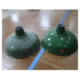2 16' VINTAGE APPLETON RLM GREEN ENAMEL LIGHTSHADES