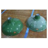 2 16' VINTAGE APPLETON RLM GREEN ENAMEL LIGHTSHADES