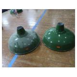 2 16' VINTAGE APPLETON RLM GREEN ENAMEL LIGHTSHADES