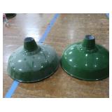2 16' VINTAGE APPLETON RLM GREEN ENAMEL LIGHTSHADES