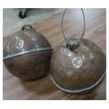 2 ANTIQUE COPPER TANK FLOATS