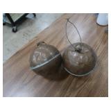 2 ANTIQUE COPPER TANK FLOATS