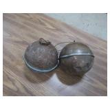 2 ANTIQUE COPPER TANK FLOATS