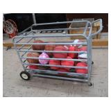 SPORTS BALLS IN MOVABLE METAL RACK