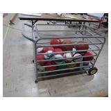 SPORTS BALLS IN MOVABLE METAL RACK