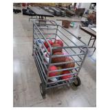 SPORTS BALLS IN MOVABLE METAL RACK