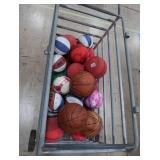SPORTS BALLS IN MOVABLE METAL RACK