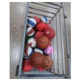 SPORTS BALLS IN MOVABLE METAL RACK